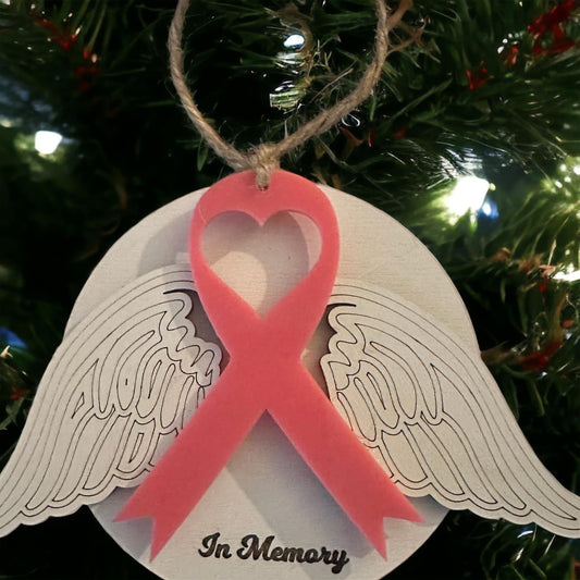 Angel Wings Breast Cancer Memorial Ornament