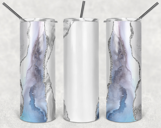 Blue White Silver 20 oz Tumbler