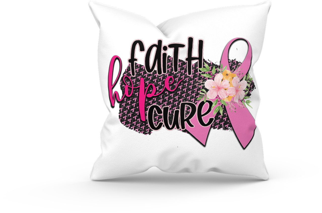 Faith Hope Cure Pillow Case (with or without insert)
