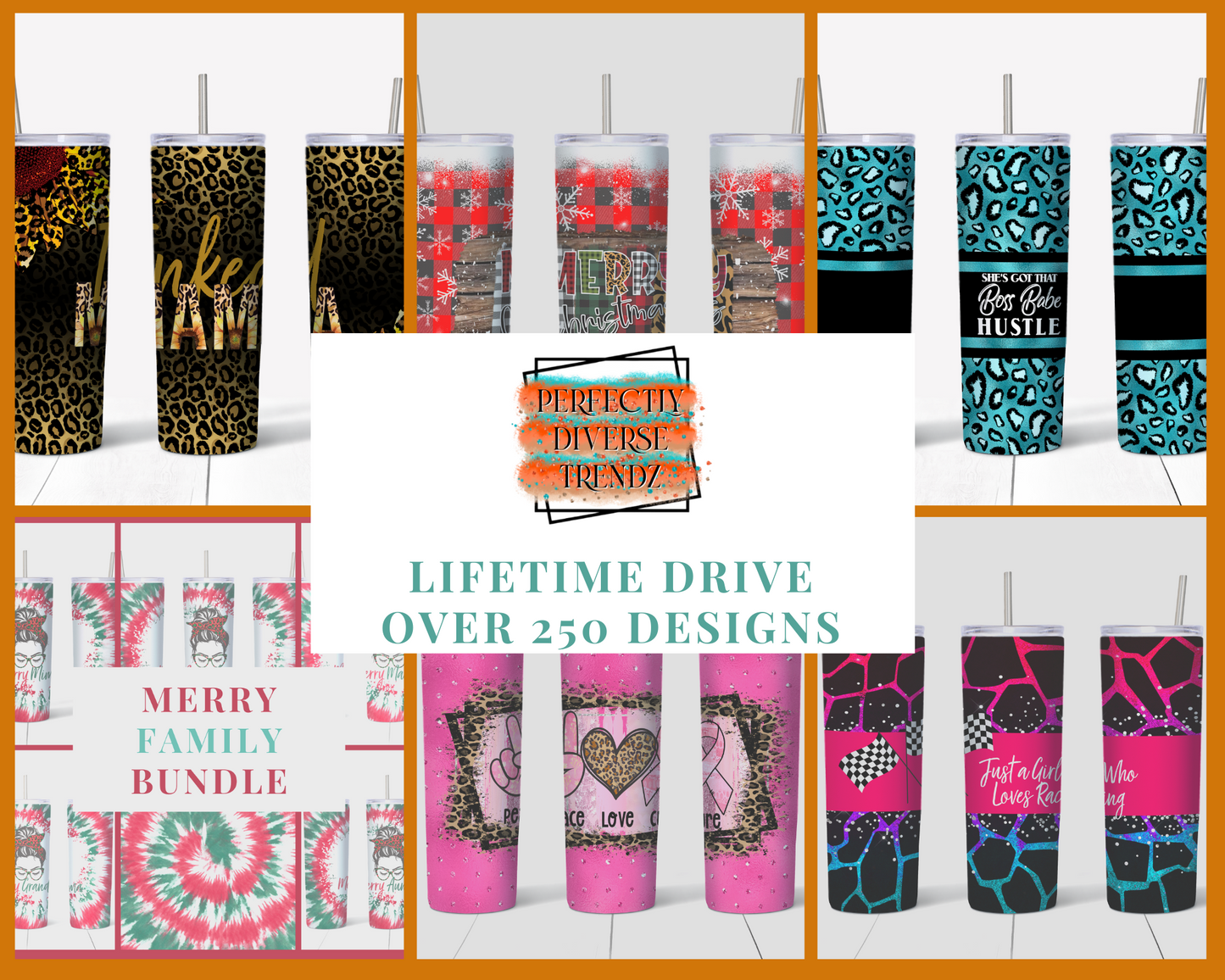 Lifetime Tumbler Drive - Over 250 Tumbler Designs Available!