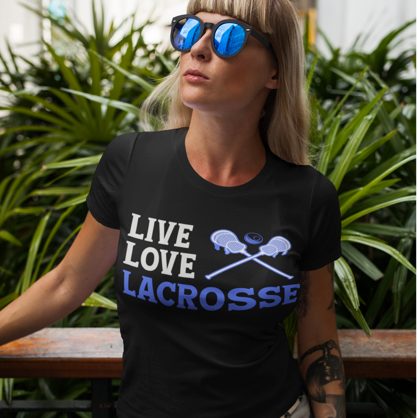 Live Love Lacrosse Blue and White Tee
