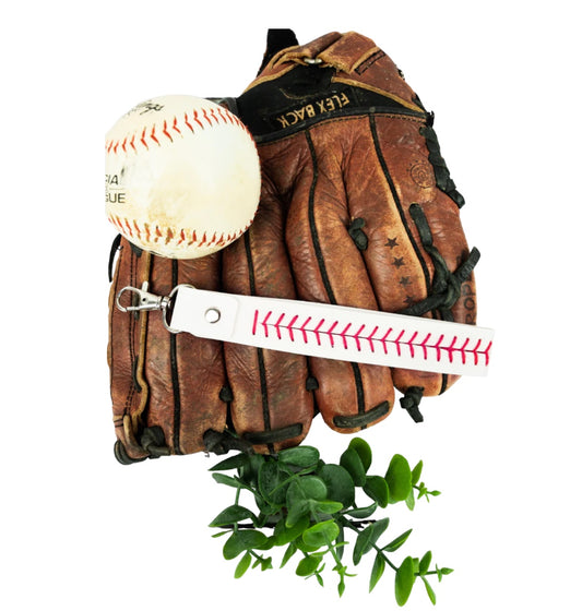Baseball Stitched Faux Leather Wristlet