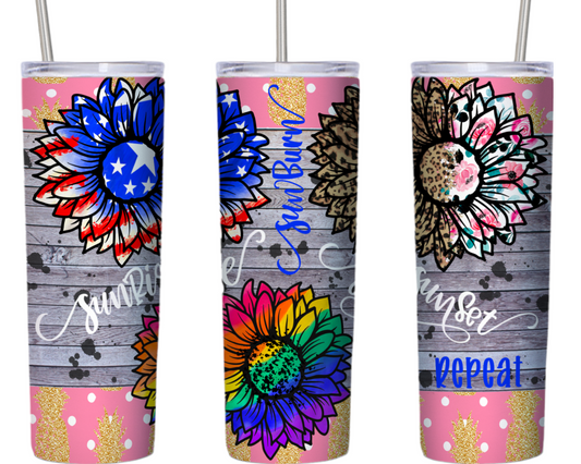 Sunrise Sunburn Sunset Repeat 20 oz Tumbler