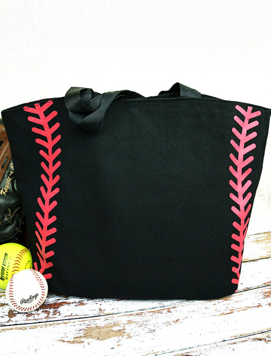 Black Baseball Laces Tote Bag