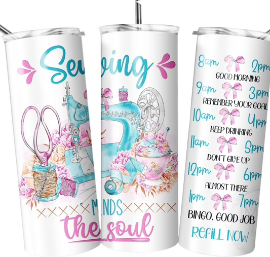 Sewing Mends the Soul Water Tracking 20 oz Tumbler