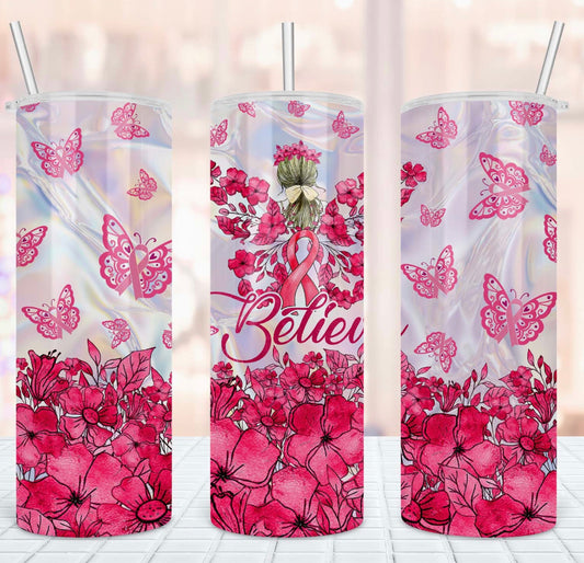 Believe Breast Cancer Awareness 20 oz Tumbler