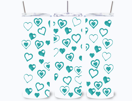 Turquoise Hearts 20 oz Tumbler